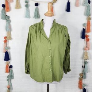 A Shirt Thing Gathered Shoulder Button Down